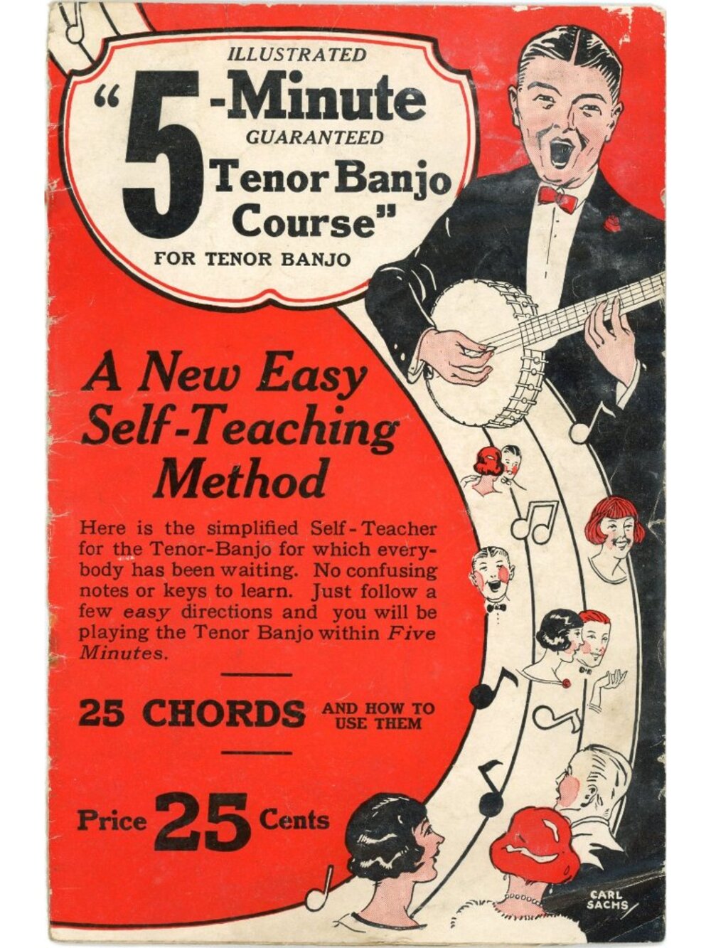Vintage 1926 5-Minute Tenor Banjo Course M.M. Cole Publishing Ephemera Music Art